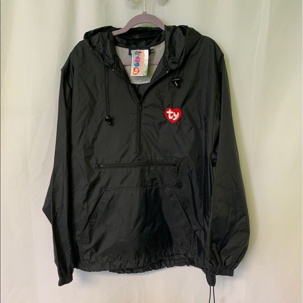 RARE vintage ty Beanie Babies Men Womens Windbreaker Jacket XL navy blue
